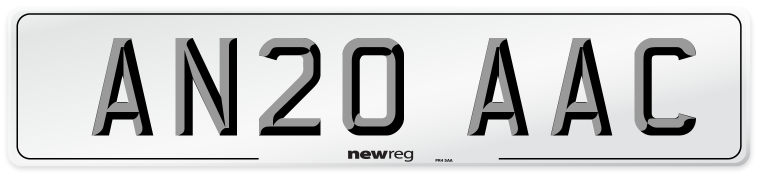 AN20 AAC Number Plate from New Reg